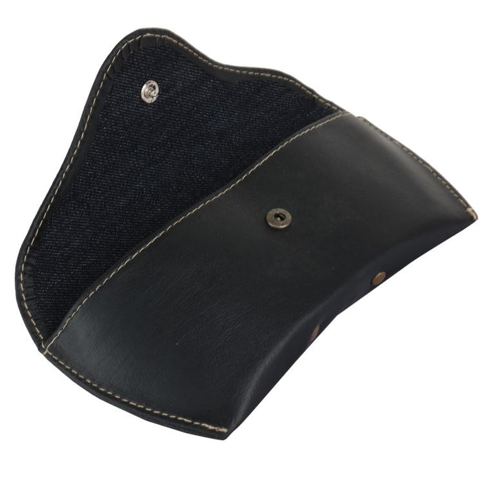 INDHA Black Vegan Leather Eyewear Case  | Handmade Eyewear Case | Gifting | Travel Utility | Travel Accessory | Sunglasses Case | Spectacles Case | Eyewear Accessory | Water Resistant Eyewear Case | Eco-Friendly