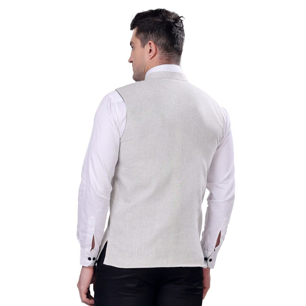 Indha Men’s Nehru/Modi Jacket (Waistcoat) along-with Inner pocket - Premium Cotton Fabric with Polyester lining, Stylish Sleeveless Bandhgala Regular Fit for Festive, Casual, or Occasional