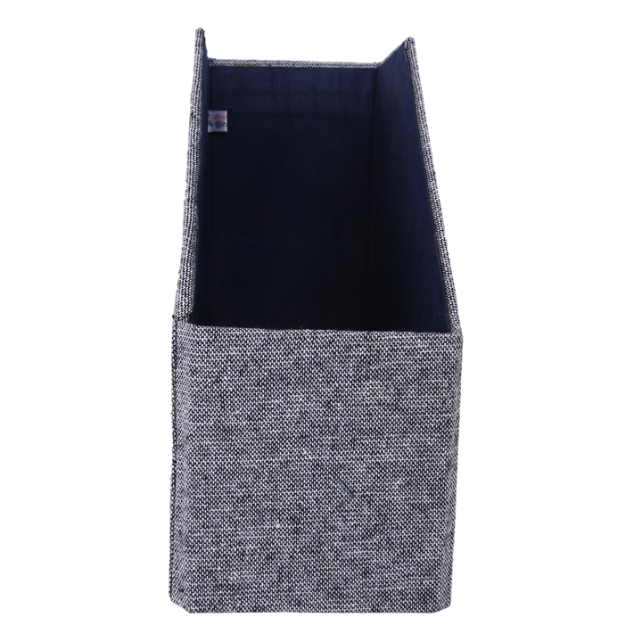 INDHA Handcrafted Magazine Holder | Grey Dupion Silk Magazine Holder | Hand Embroidered Chain Stitch Work Multicolor Robot Design | Hand Embroidered Magazine Holder | Foldable Magazine Holder |