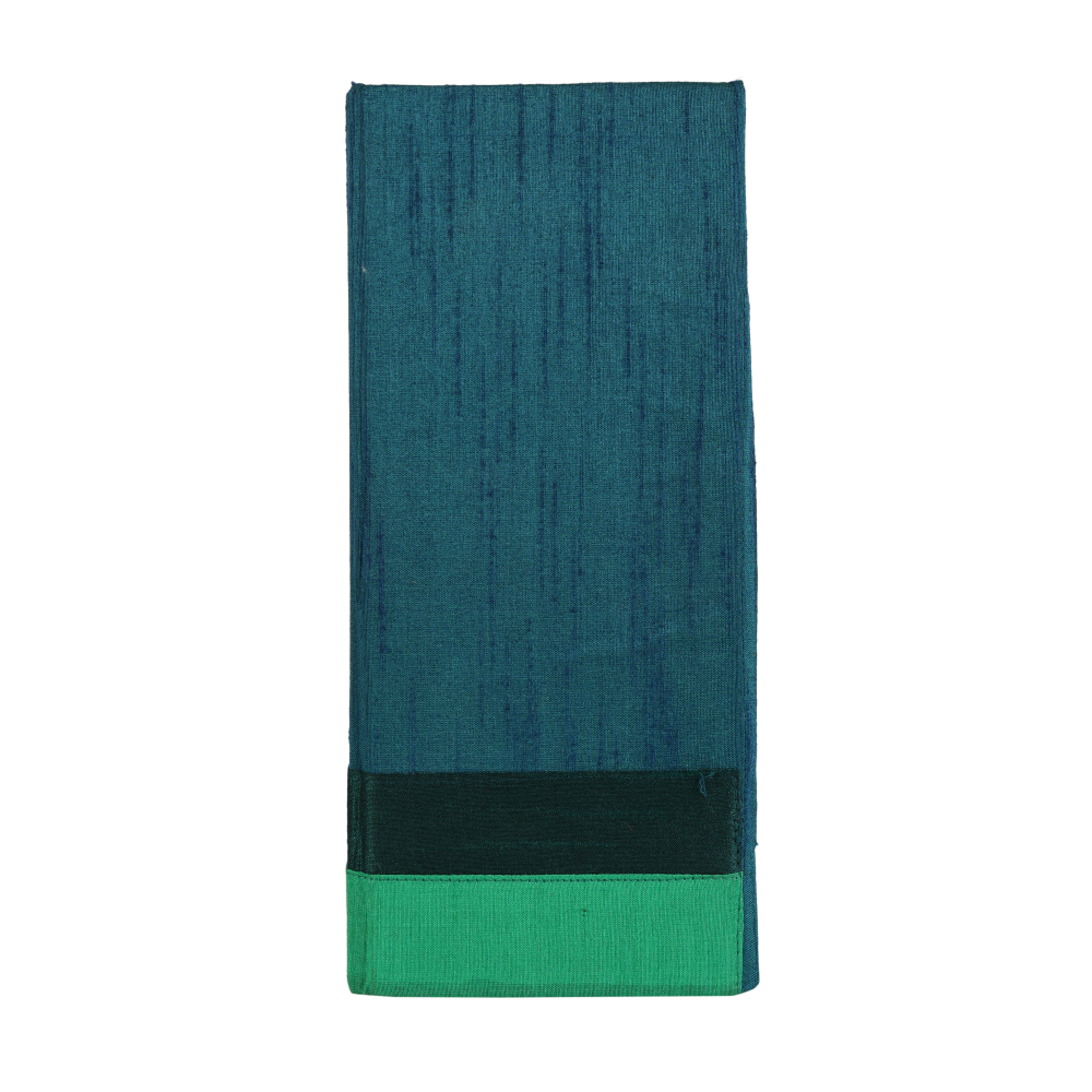 INDHA Handmade Magazine Holder | Teal Gree Dupion Silk Magazine Holder | Hand Embroidered Chain Stitch Work Multicolor Cow Design | Hand Embroidered Magazine Holder | Foldable Magazine Holder |