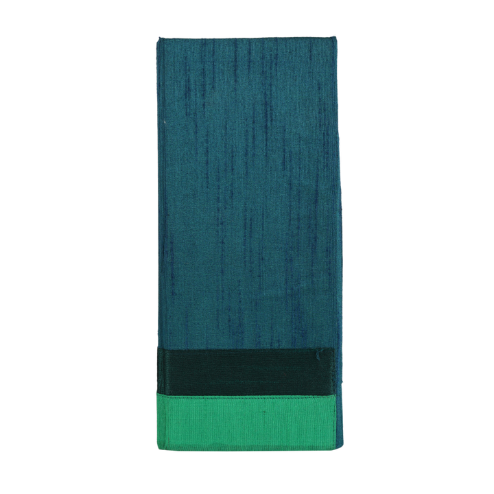 INDHA Handmade Magazine Holder | Teal Gree Dupion Silk Magazine Holder | Hand Embroidered Chain Stitch Work Multicolor Cow Design | Hand Embroidered Magazine Holder | Foldable Magazine Holder |