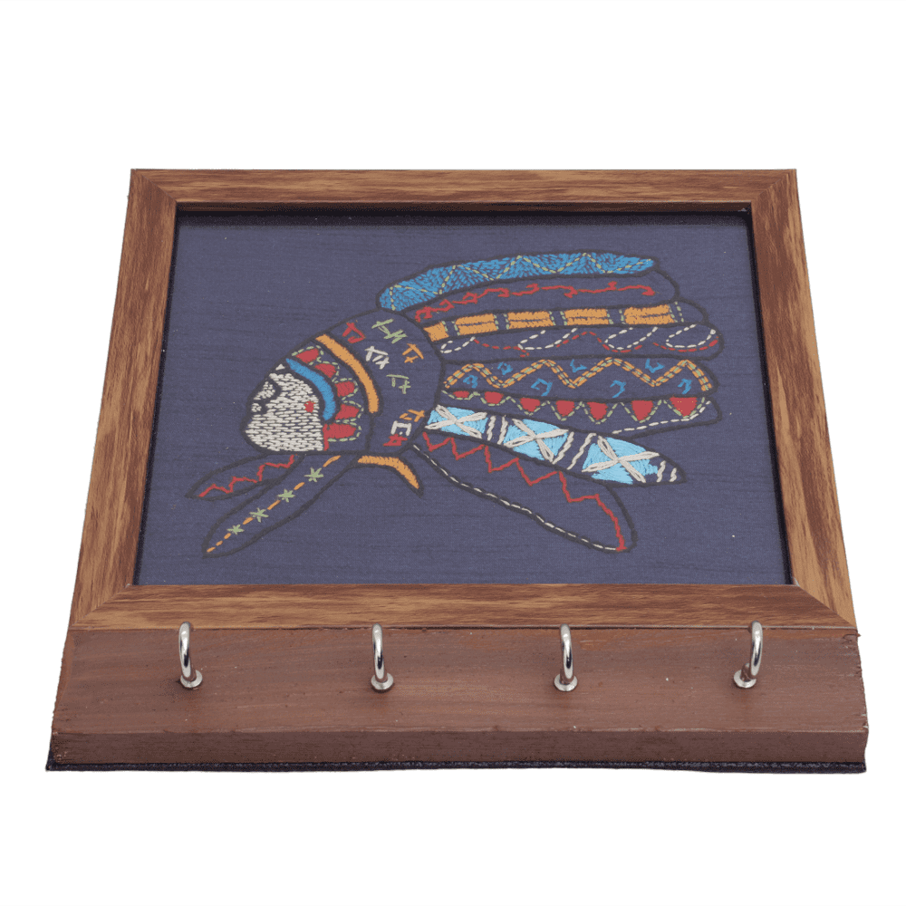 Indha Unique Embroidered Key Chain Holder | Exquisite Design, Perfect for Gifting and Adding a Touch of Elegance to Everyday Essentials | Handmade Eco-Friendly Wall Décor