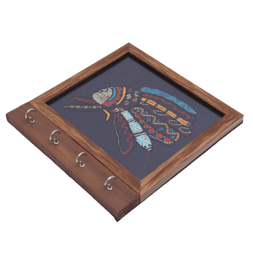 Indha Unique Embroidered Key Chain Holder | Exquisite Design, Perfect for Gifting and Adding a Touch of Elegance to Everyday Essentials | Handmade Eco-Friendly Wall Décor