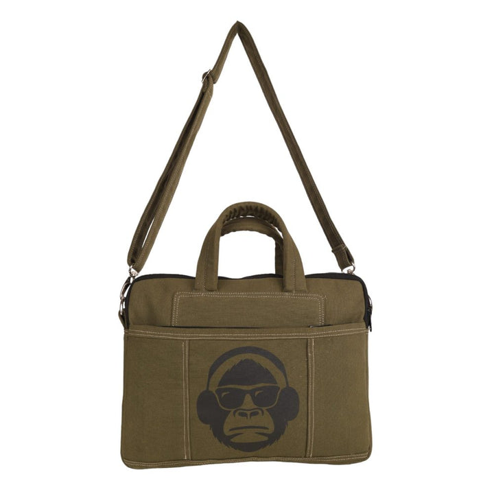 Indha Laptop Bag | Green Canvas Laptop Bag | Digital Print Laptop Bag | 14-Inch Laptop Bag Green | Corporate Gifting | Gifting | Men and Women Laptop Bag | Laptop Travel Bag | Travel Utility | Office Bag | Office Employee Gifting