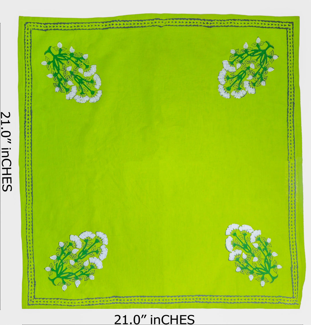 Indha Set of 6 Hand Block Printed Cotton Napkins – 21x21 Inches Green Table Linen Set in Handcrafted Gift Box