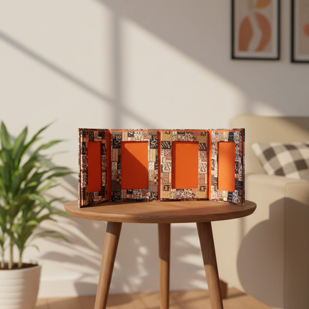 Indha Fold-Out Keepsake Photo Frame Folder – African Motif Print (Dupion Silk) | Pick me up Gift