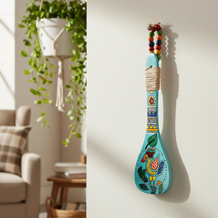 Indha Madhubani Hand-Painted Wooden Decorative Spoon