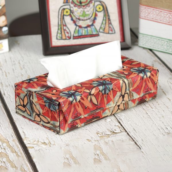 INDHA Handcrafted Eco-Friendly Napkin Box Paper Tissue Holder Box (Orange