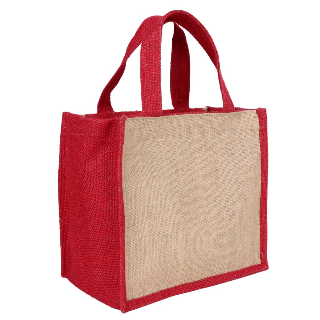 INDHA Organic jute Plain Jute Tiffin Bag- Red and Brown - Curated ...