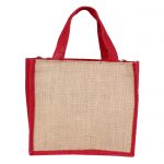 INDHA Eco-Friendly Jute Tiffin Bag by INDHA: Sustainable Red and Brown Tiffin Bag