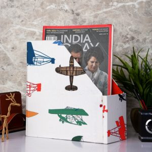 Indha Aeroplane Print Multiutility Single Compartment Table Top Books Magazine Holder