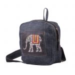 Elephant Print Denim Backpack