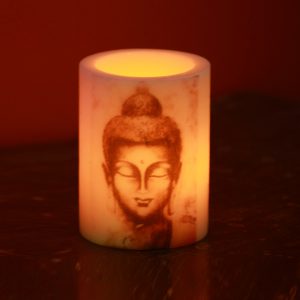 Indha Handcrafted Candle | Lord Buddha Face Print Candle | Hollow Candle | Candle With LED Light | Paraffin Wax Candle | Gifts Candle | Gifting Candle
