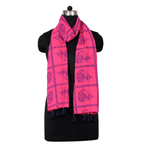 Block Printed Pink Ethnic Stole