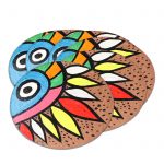 hand-painted wooden coaster set