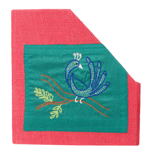 INDHA Red Colour Jute Hand Embroidered Single Compartment Table Top Book’s Magazine Holder
