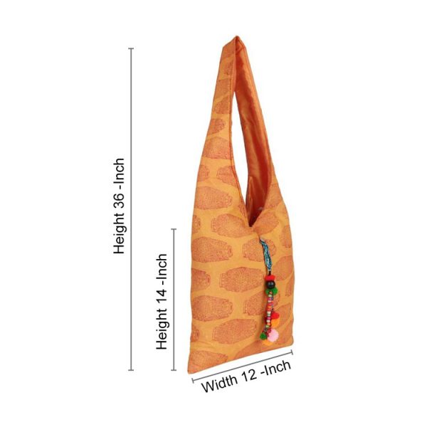 Cotton (Voil) Hand Block Printed Yellow Colour Jhola Bag for Girls/Women