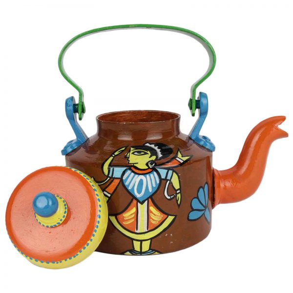 INDHA Hand Painted Traditional Aluminium Colourful Decorative Tea/Coffee Kettle