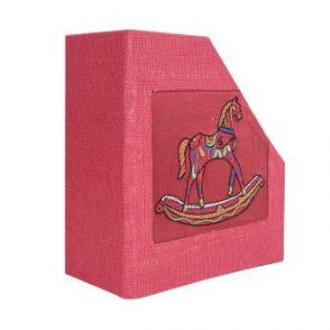 INDHA Jute Horse Hand Embroidered Multi-utility Table Top Books/Magazine Holder