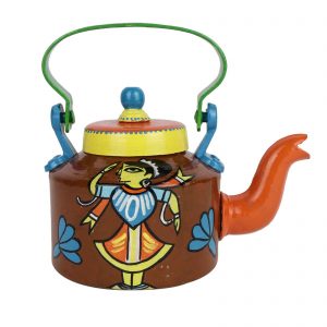 INDHA Hand Painted Traditional Aluminium Colourful Decorative Tea/Coffee Kettle