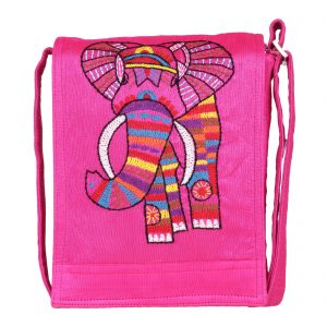 Elephant Hand Embroidered Pink