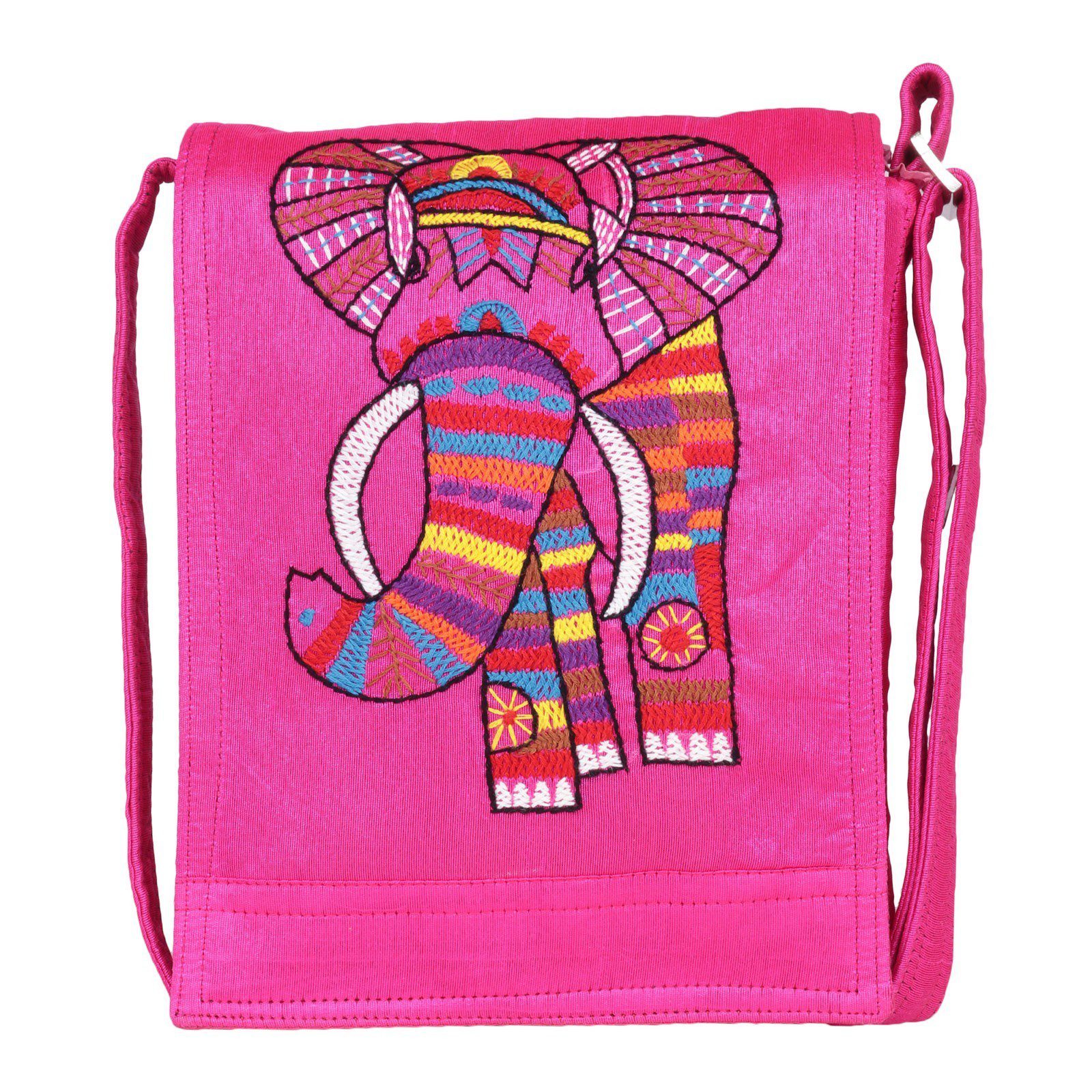  Pink Shoulder Bag Handmade Embroidered Elephant
