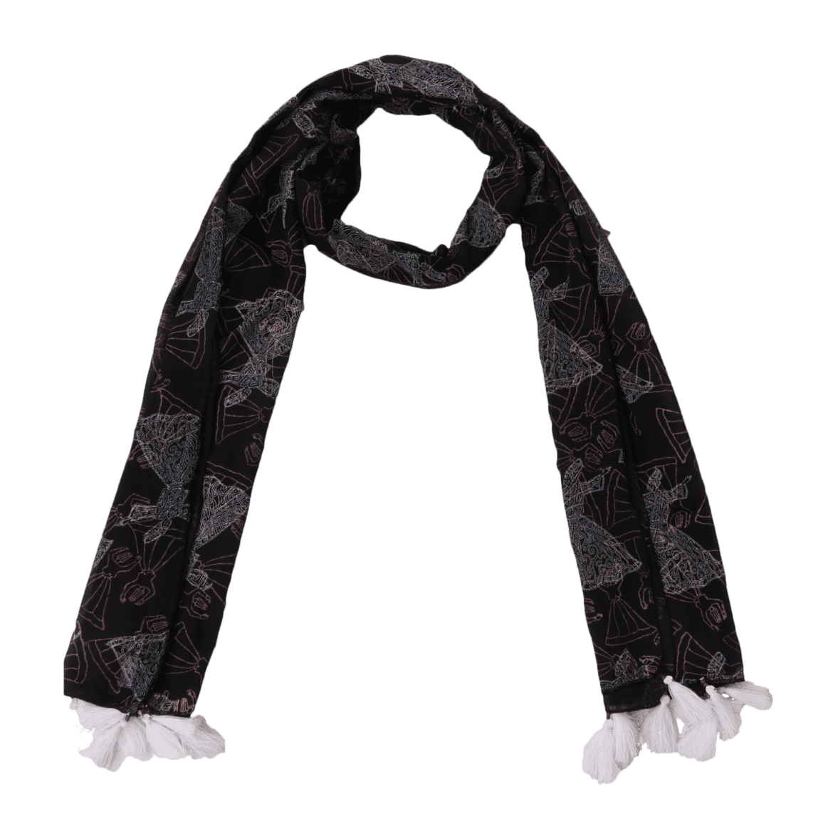 INDHA Traditional Hand Block-Printed Black Cotton Stole for Girls/Women ...