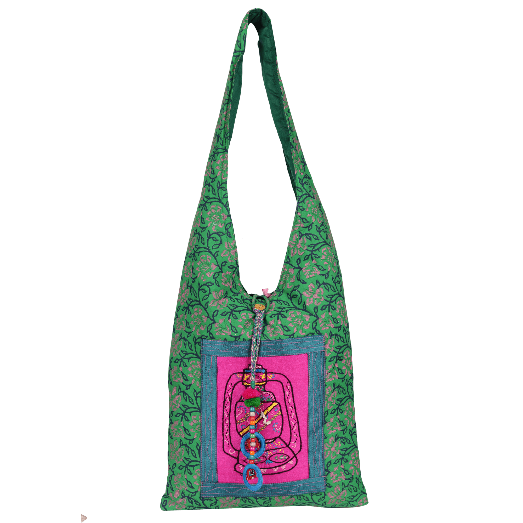 teal green jhola bag