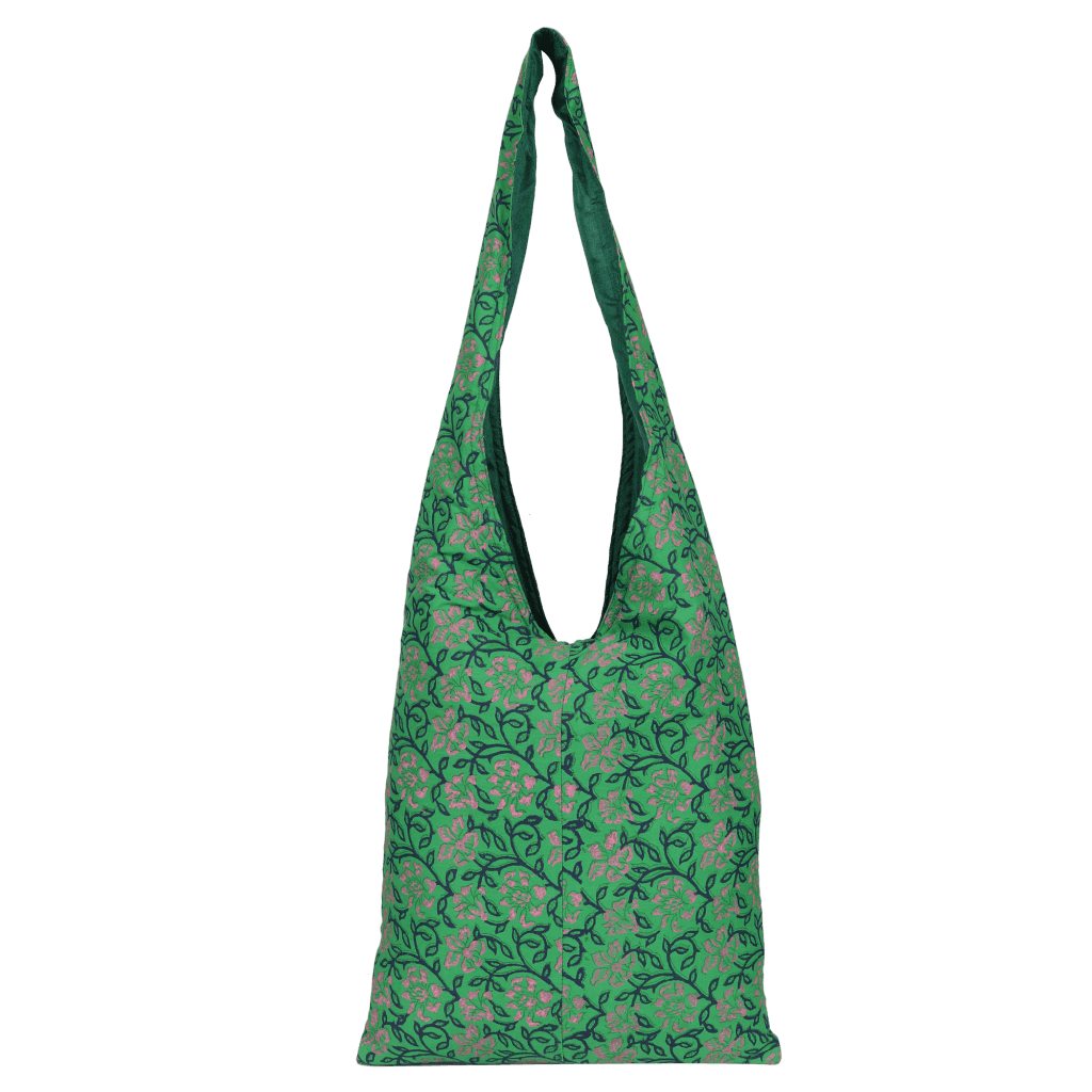 Laltain Hand Embroidery work Teal Green Jhola Bag