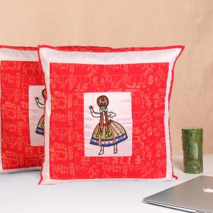 16×16 Cushion Covers Kathakali Embroidery Red Colour