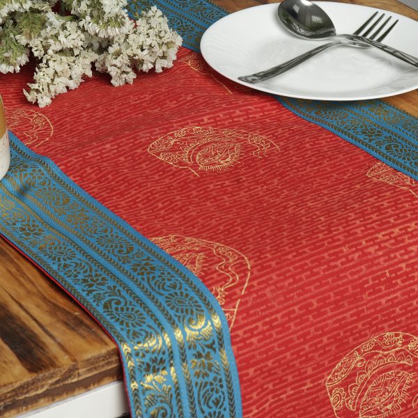 Red Colour 6 Seater Dining Table Runner