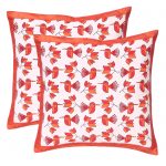 Indha 16X16 Block Printed Cushion Covers Flower & Birds