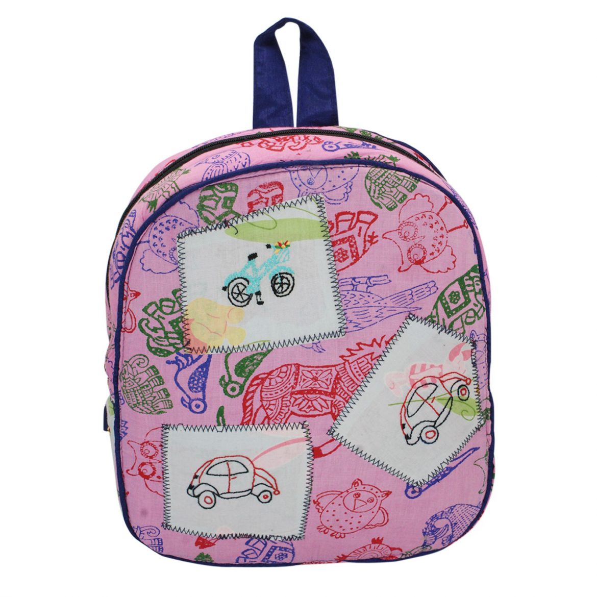 Indha Craft Animal Block Printed Pink Colour Kids Bag for Boys/Girls