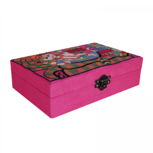 INDHA Lord Vishnu Hand Embroidered Motif Patch Multi Utility Gift Box/Storage Box