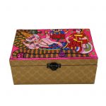 INDHA Brocade Golden Colour Hand Embroidered Multiutility Gift Box/ Storage Box/ Jewellery Box/Diwali Gift Box