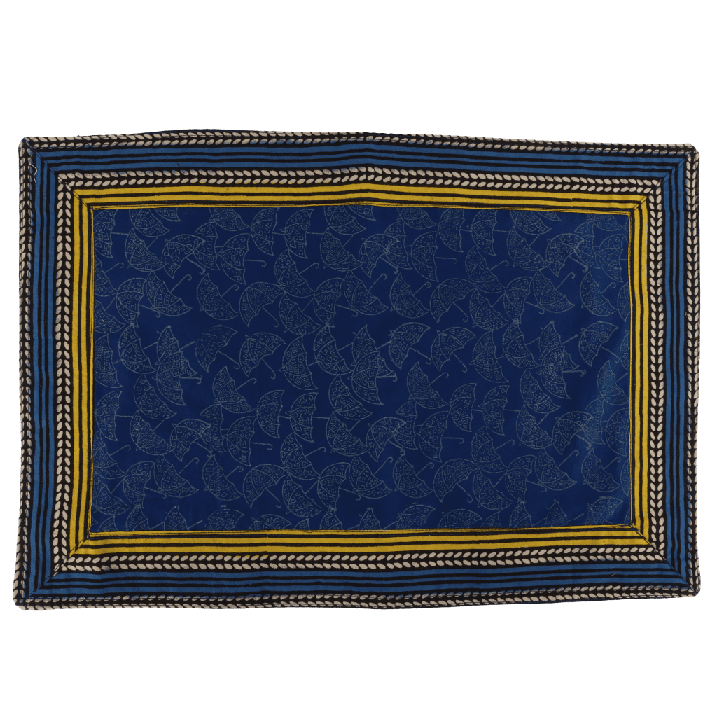 Blue Colour Cotton Hand Block Printed Dining Table Mat (Pack of 6) Curated online shop for