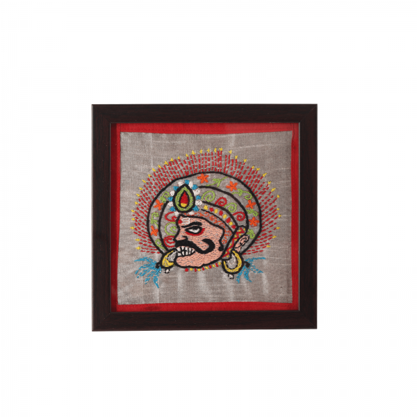 tribal hand-embroidered square wood