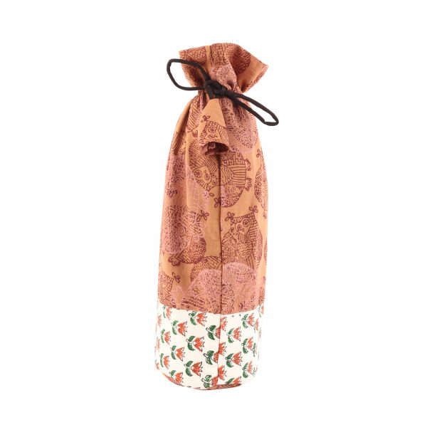 hand-block printed bottle cover