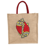 INDHA Eco-Friendly Handpainted Jute Lunch Bag with Fish Design