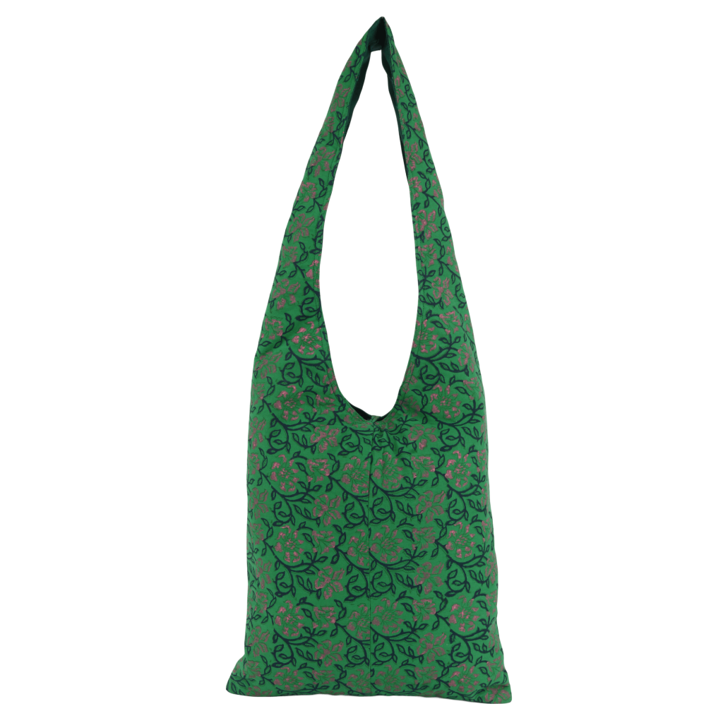 INDHA Green Colour Hand Block Printed & Hand Embroidered Jhola Bag For ...