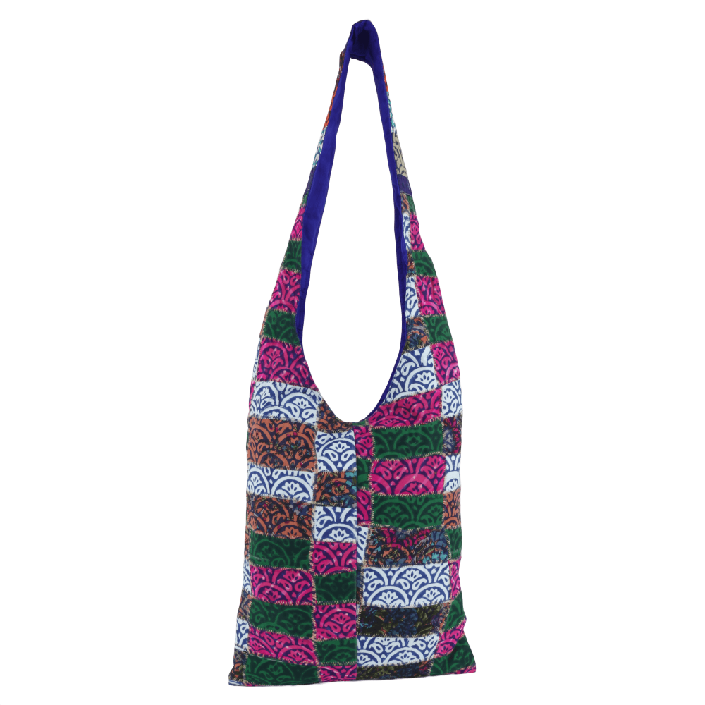 Multicolour Cotton Block Printed Patchwork Hand Embroidered Jhola Bag ...