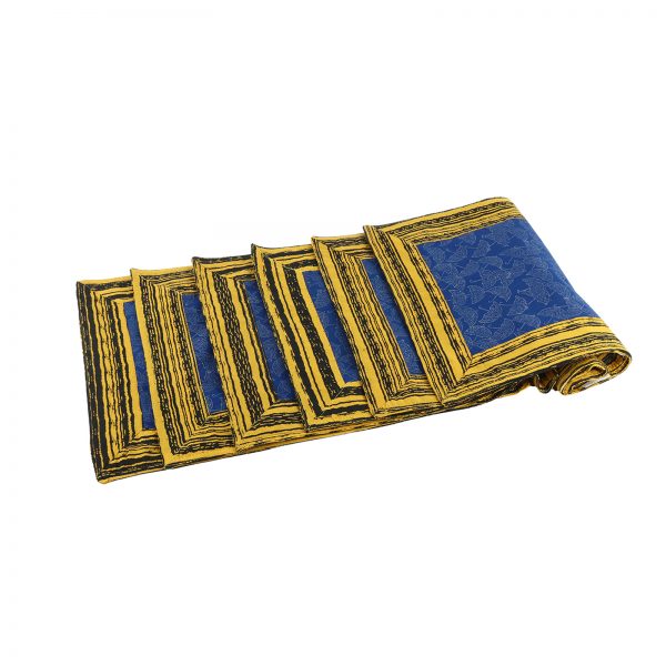 INDHA Blue & Yellow Hand-Block-Printed Table-Placemat Set of 6