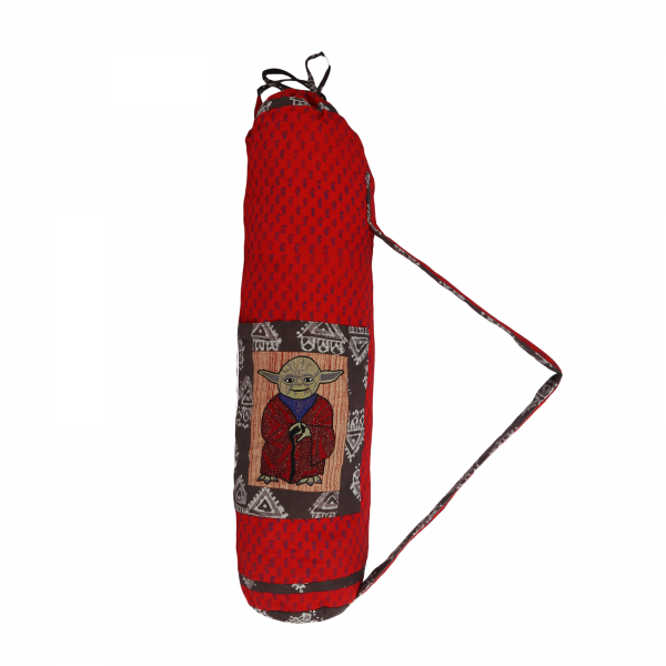 INDHA Ancient Tribal Cave Art and Geometric Design Block Printed Yoga Mat  Light Brown & Maroon