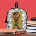 INDHA Cotton Hand Hand Block Print with Hand-Embroidered Small Kids Backpack Bag