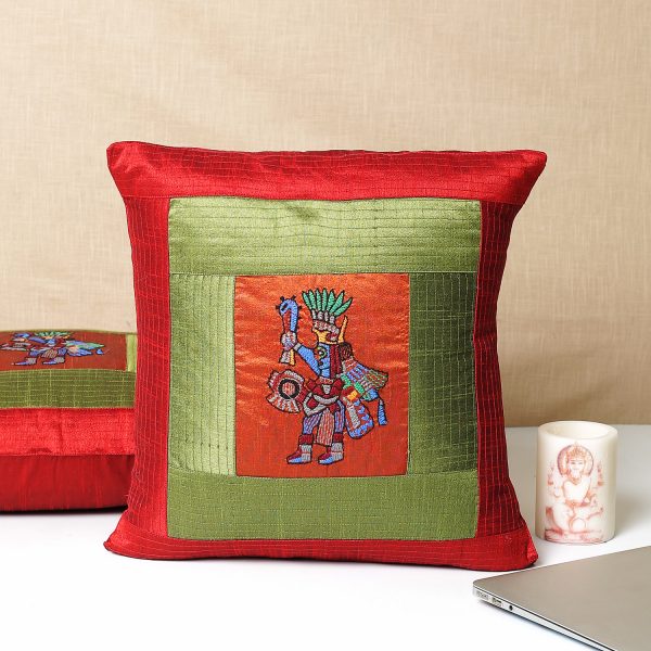 Hand Embroidered of Ancient Indian Motif Cushion Covers set of 2
