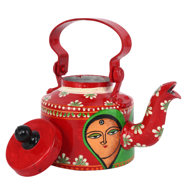 INDHA Decorative Aluminium Kettle with Motherhood theme Hand-painted kettle Exquisite Design Gift Piece Home Décor