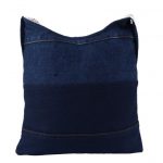 INDHA Denim patchwork with Block printed Lining Shoulder Sling Bag with Wooden Button