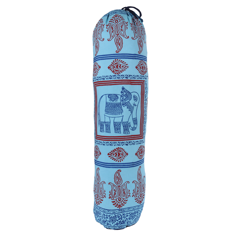 INDHA Ancient Tribal Cave Art and Geometric Design Block Printed Yoga Mat  Light Brown & Maroon