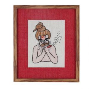 INDHA Hand-Embroidered Portrait Wall Hanging - Artistic Craftsmanship for Unique Home Decor