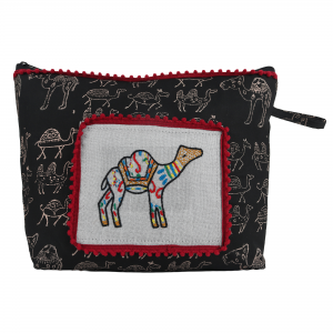 Camel Embroidery With Block Printed Utility Pouch
